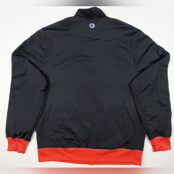 Champion Full Zip Jacket Mens Size Large Black Red Large Logo Full Zip - Picture 2 of 11
